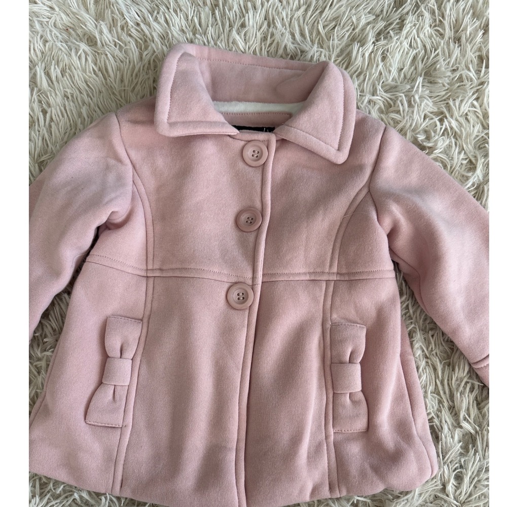 Me‎ Jane Mini Baby Girl Pink Bow Coat Jacket 24M Faux Fur Lined Winter